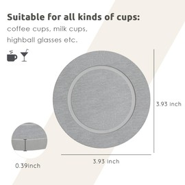 Sweet Elegance® Water Absorbent Diatomite Set of 2 Coaster Round Coasters Circle Grooved Design Water Absorbing Stone Non-silp Durable Cup Mats Table Ornament Decorations for Home Festival (Gray)