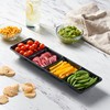 Plasticpro 4 Sectional Rectangle Plastic Serving Tray/Platter (2, Black)