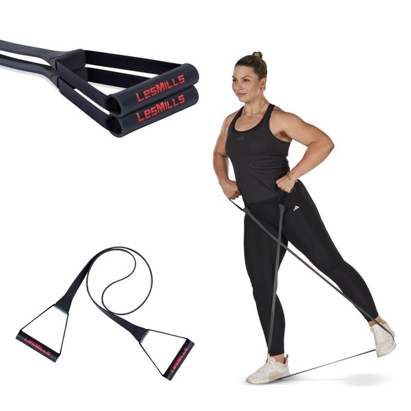 Les Mills™ SMARTBAND Extreme™ Workouts Bands with Handles for Women and Men, Resistance Bands for Working Out, Stretch Bands for Exercise at Home
