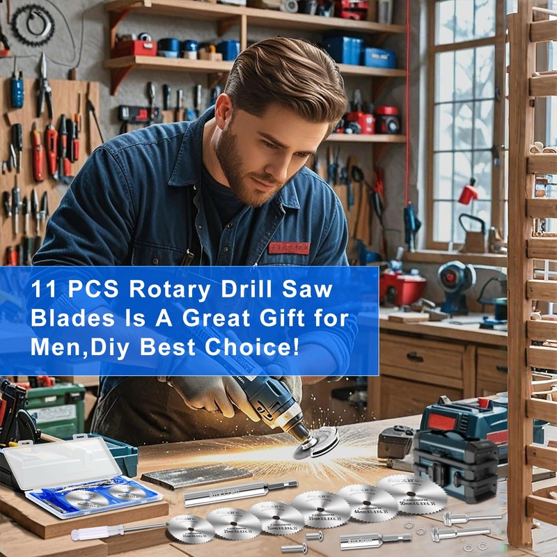 11 PCS Rotary Drill Saw Blades: 6 PCS Mini Circular