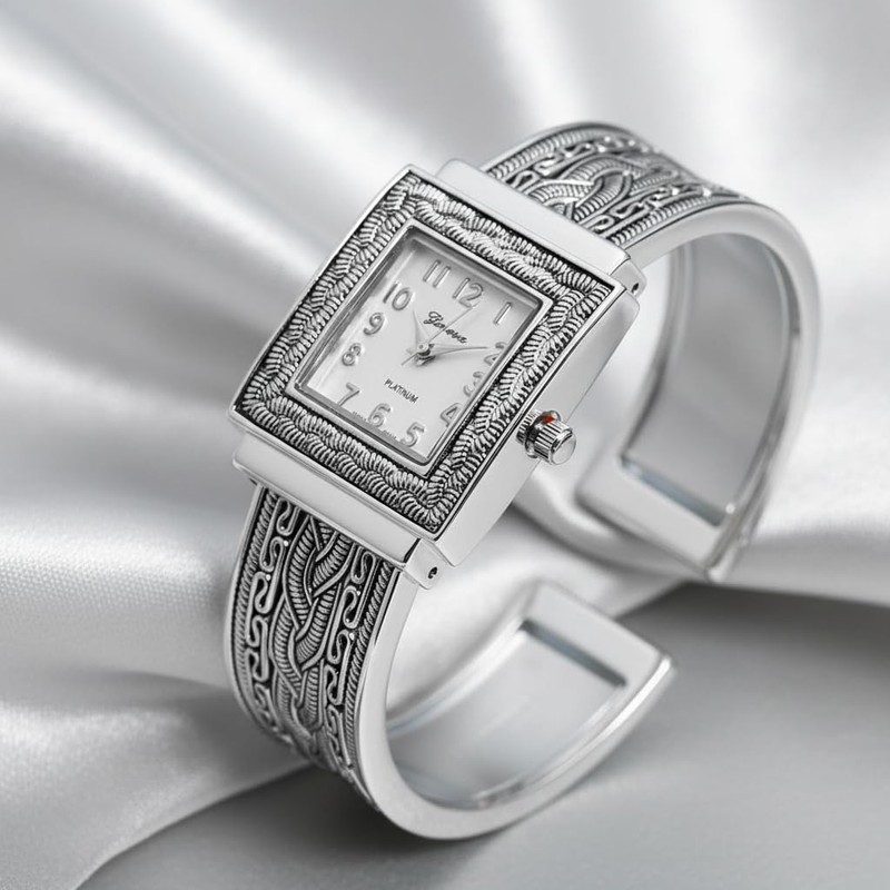 Blekon Collection Japanese Quartz Women's Elegant 26mm Rectangular Case Concho