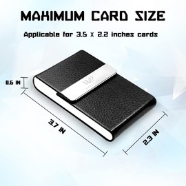 Waylipun Business Card Holder, Professional Business Card Holder for Gentle Storage of Your Cards, Business Card Holder with Magnetic Closure Made of Metal and PU Leather for Men and Women - Black,
