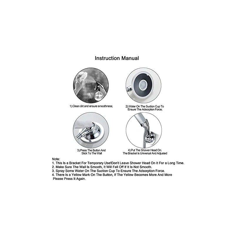 Shower Head Holder Suction Cup Handheld Bracket Adjustable Height Shower