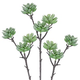 Woration 3PCS Artificial Succulents Branch Fake Plants Unpotted 3-Heads Flocked Succulent Faux Greenery Decor for DIY Basket Planter Centerpiece Floral Arrangement