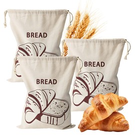 Cotton Bread Bags, Set of 3, Bread Bags, Bread Bag with Drawstring, Reusable, for Bread Storage Fresh, Bread Bag for Homemade Bread
