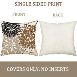 Gulidi Brown Dahlia Throw Pillow Cover 20x20 Inch Set of 2 Elegant Line Dahlia Flower Pillowcase Geometric Flower Black Dahlia Floral Pillow Cases Floral Outdoor Cushion Case Farmhouse Decor for Sofa