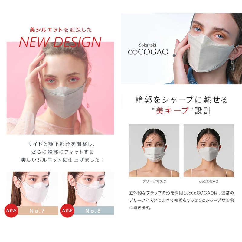 Sokaiteki coCOGAO Non-Woven Mask, Small Face Mask, 3D Contoured, Skin