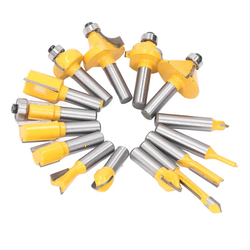 15Pcs Router Bit Straight Slotting Router Bit Cutter Tool Set