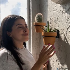 NACETURE Flower Pot Holder Ring for Wall Mount Foldable – Heavy Duty Round Metal Planter Hooks Hangers - Fence Pot Plant Holders Hanging Bracket for Outdoor Indoor (8 Inch 6 Pack)