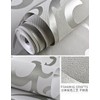 Q QIHANG Sliver Gray Victorian Damask Embossed Textured Non-Woven Material