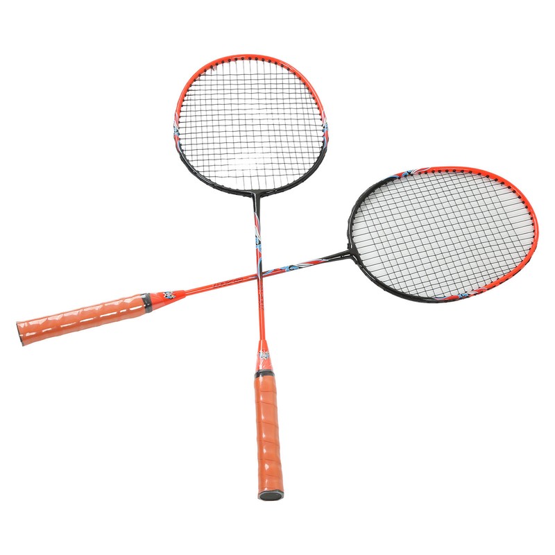 2 Player Badminton Racket Set Ferroalloy Integrated for Beginner Amateur