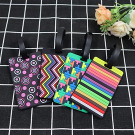Yitexin 4Pcs Colorful Waterproof Rubber Luggage Tag with Name ID Card and Strap, Luggage Label, Baggage Tag Label, Bag Tag for Suitcase, Travel Tags for Identification