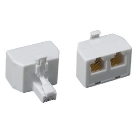 CableWholesale RJ45 Splitter Connector Adaptors, RJ45 Phone Splitter Straight, RJ45 8P8C Male to 2 RJ45 8P8C Female, Dual Phone Line Splitter Wall Jack Plug 1 to 2 Modular Converter Adapter, White