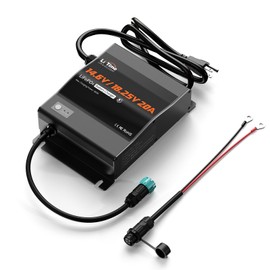 LiTime 12V(14.6V) & 16V(18.25V) 20A Mountable LiFePO4 Battery Charger - IP65 Waterproof AC to DC Fast Charger with Adjustable Voltage, Smart BMS Activation & LED Indicator