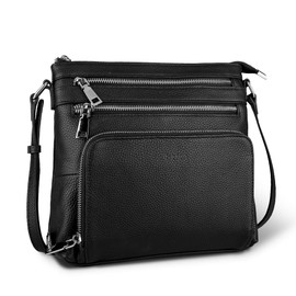 befen Genuine Leather Cross Body Bags for Women Small RFID Shoulder Bag for Women Black Handbags for Women with Adjustable Strap