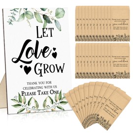 Maitys 101 Pcs Bridal Shower Favors for Guests Wedding Wooden Sign 100 Bridal Shower Seed Packet Self Adhesive Seed Packets for Wedding Party Favors