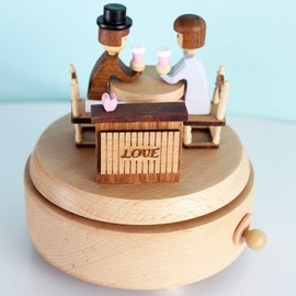 Chonor Innovative Scene Wooden Music Box, Premier Music Box, Hand Crank Handicraft, Pure Hand Classic Music Box, Decorations, Idea for Birthday, Christmas, Date