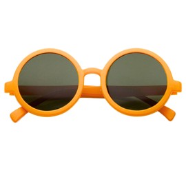 zeroUV Trendy Round Retro Sunglasses for Women, UV400 Vintage Horn Rimmed Neutral-Colored Lens 52mm (MatteOrange/Green)