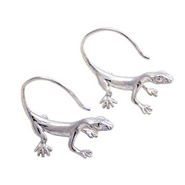 Lizard Reverse Hoop Earrings, Solid Sterling Silver, American Made