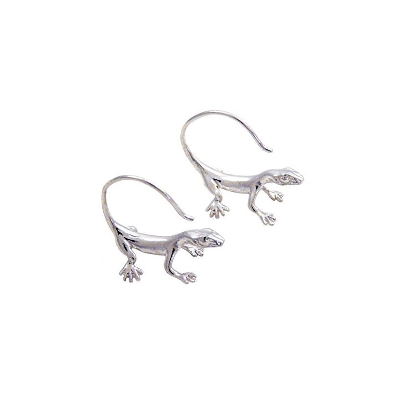 Lizard Reverse Hoop Earrings, Solid Sterling Silver, American Made