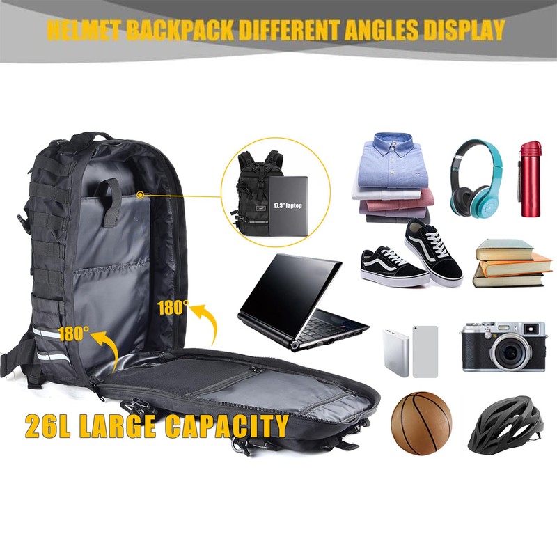 Sresk Large Capacity Motorcycle Helmet Backpack, Motorcycle Riding Hiking Backpack