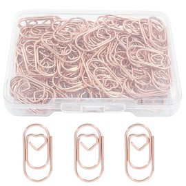 Hitefu 100 Pcs Mini Heart Shaped Clips, 2 cm Cute Paper Clips, Tiny Paper Clips for Decoration, Organization, Document, Office (Rose Gold)