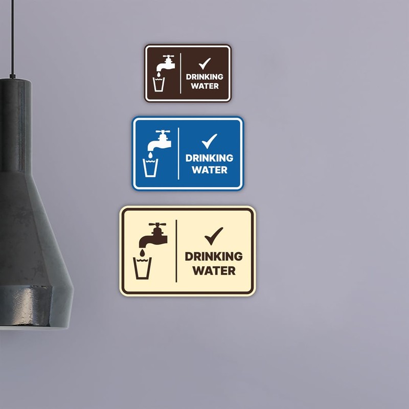 Signs ByLITA Classic Framed Drinking Water Sign (Brushed Silver) -