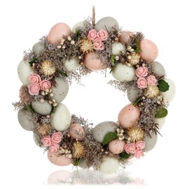 com-four® Easter wreath with colourful eggs, Easter arrangement with Easter eggs, door wreath, decorative wreath for Easter