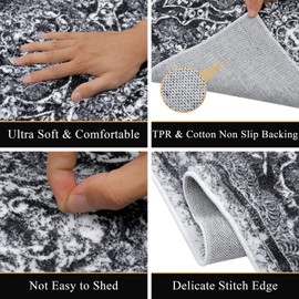 Vaukki Living Room Rug, Vintage Shaggy Soft Laundry Rug, Non Slip Kitchen Area Mat, Washable Farmhouse Bedroom Area Carpet for Bathroom, Kitchen and Kidsroom (4'x6', Colorful)