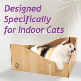 Hideaway Cat Scratcher Box for Indoor Cats - Cat Scratching Board, Horizontal Cat Scratch Pad Lounger with Reversible Usability and Extra Comfort for Lounge(Oak)