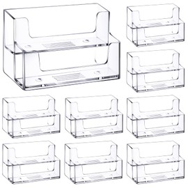 8 Pcs Acrylic Business Card Holder 2 Tiers Clear Plastic Card Stand Organizer Holder Display for Home Office 120 Cards Capacity