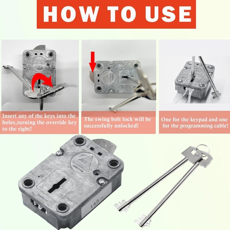 MOUNT Fingerprint Gun Safe Lock Replacement With Left Swing Bolt