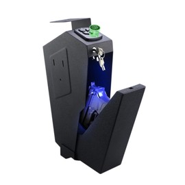 Biometric Gun Safe box, 3-Way Unlock pistol safe: Fingerprint, Digital PIN, and Key. Safe for handgun with a silent mode and LED Light. Gun lock easy to mount Nightstand, Bedside, Desk,Vehicle.