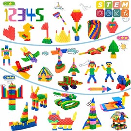 FUBAODA Niños Juego de 600 piezas de bloques de construcción - Juego educativo STEM, kit de aprendizaje, desarrollo cerebral infantil, preescolar, jar
