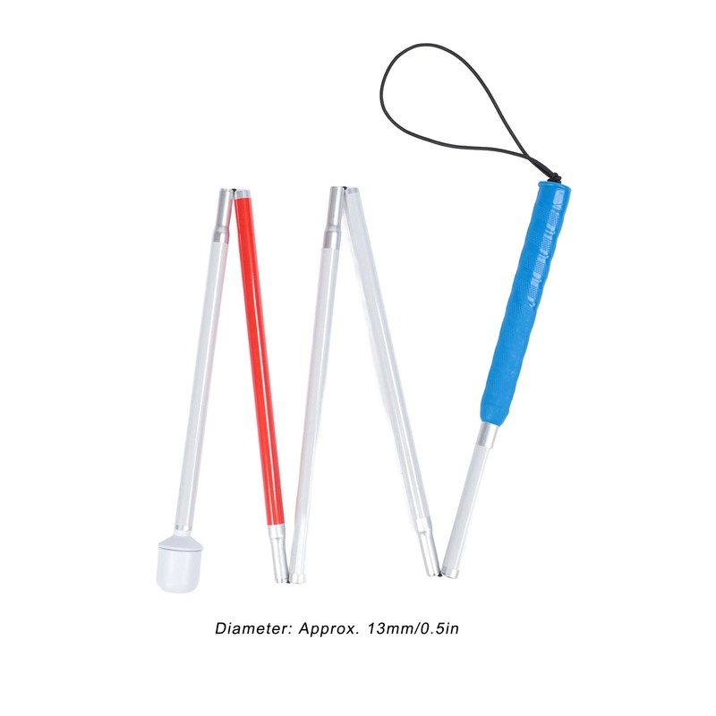 Folding Walking Pole Aluminum Alloy Collapsible Anti Slip Reflective Blind