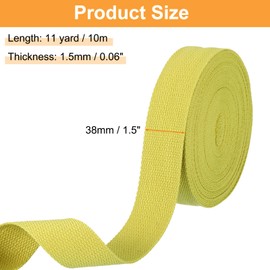 HARFINGTON Cotton Webbing 1.5 Inch 11 Yard Polyester Cotton Weave Webbing Strap Twill Tape Ribbon for Arts and Crafts Tote Bag Handles Cloth Belt Making Outdoor Supplies, Yellow