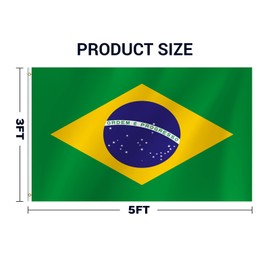 Brazil Flag 3x5 Ft Brazilian Flag for Party Parades Sports Events Patriotic Holidays Outdoor Indoor Decorations
