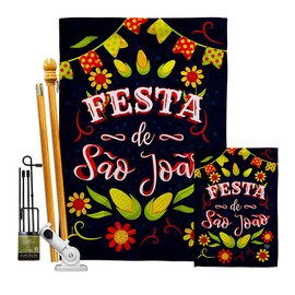 Festa de São João do Porto Garden House Flags Kit Celebration Junina Brazilian Festivals Festas Occasion June Party Small Decorative Gift Yard Banner Double-Sided Made In USA 28 X 40
