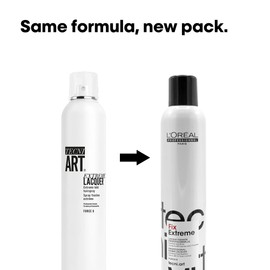 L'Oréal Professionnel Paris Fix Extreme Lacquer - Strong Hold Hairspray For All Hair Types, Anti-Frizz and Shine, Packaging May Vary