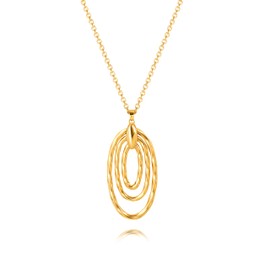 PEARLADA Statement Long Pendant Y Necklace, 18k Gold Twisted Circle Necklace for Sweater, Boho Simple Jewelry for Women Trendy