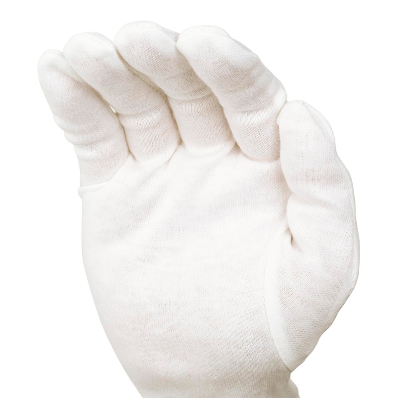 Basic Standard 100% Pure Cotton Gloves, 24 Pairs, White, LL