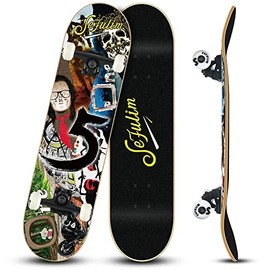 Sefulim Skateboard, 31" Adult Skateboard, Skateboard, Skateboard for Beginner Boys & Girls, 7 Layer Canadian Maple Double Kick Concave Professional and Tricks Skateboard (Five Years)