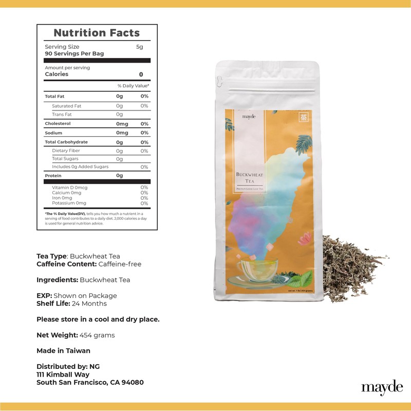 Mayde Buckwheat Loose Leaf Tea - Non-Caffeinated, Premium Taiwanese Tea,