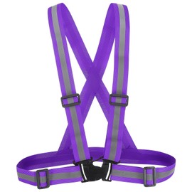 PATIKIL Reflective Safety Vest, 1 Pack Hi-Vis Safety Vests, Adjustable High Visibility Reflective Strips for Traffic Control Outdoor Jogging Cycling, Purple