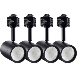 LEONLITE Dimmable LED Track Lighting Heads, Compatible with Single Circuit H Track Light Rail, 550lm, 8.5W(50W Eqv.), CRI90, 120V, ETL & ES Listed, 4000K Cool White, 5 Years Warranty, Pack of 4, Black