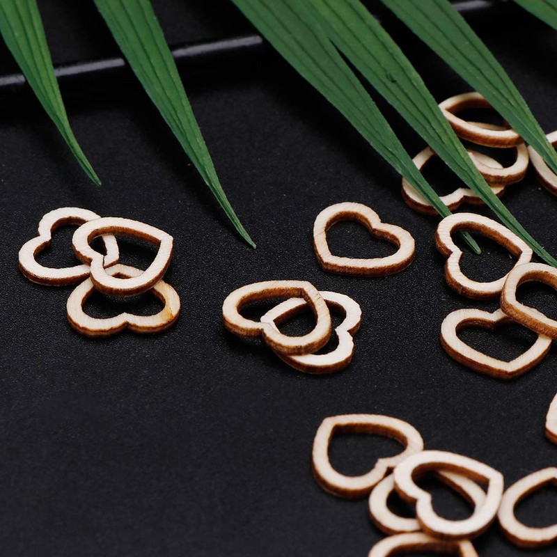 Heart Slices SOFEA 50pcs Hollow Wooden Heart Love Rustic Decoration