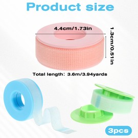 3 Rolls Lash Extension Tape Silicone Lash Tape for Eyelash Extensions Silicone Gel Lashes Makeup Tapes for Eyeliner Breathable Micro Eyelashes Supplies 0.51in x 3.93yd Green Pink Blue