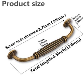 SYZOW Pack of 6 Vintage Furniture Handles, 96 mm, Zinc Alloy Antique Cabinet Handles, Vintage Antique Brass Handles, Furniture Handles, Door Handles, Kitchen Drawer Handles, Kitchen Handles