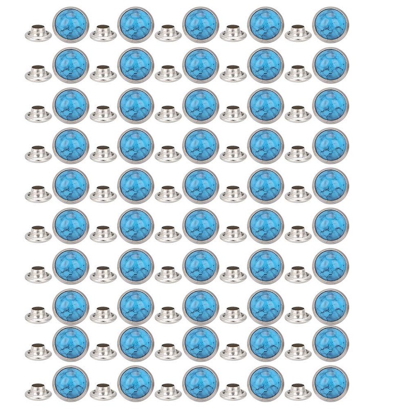 50 Pieces 8 mm DIY Buttons Turquoise Quick Rivets Studs