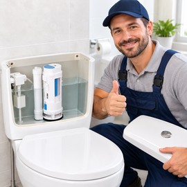 Dual Flush Toilet Tank Valve – Split Push Button Flush Valve Replacement Kit for Connected and Side Water Tanks